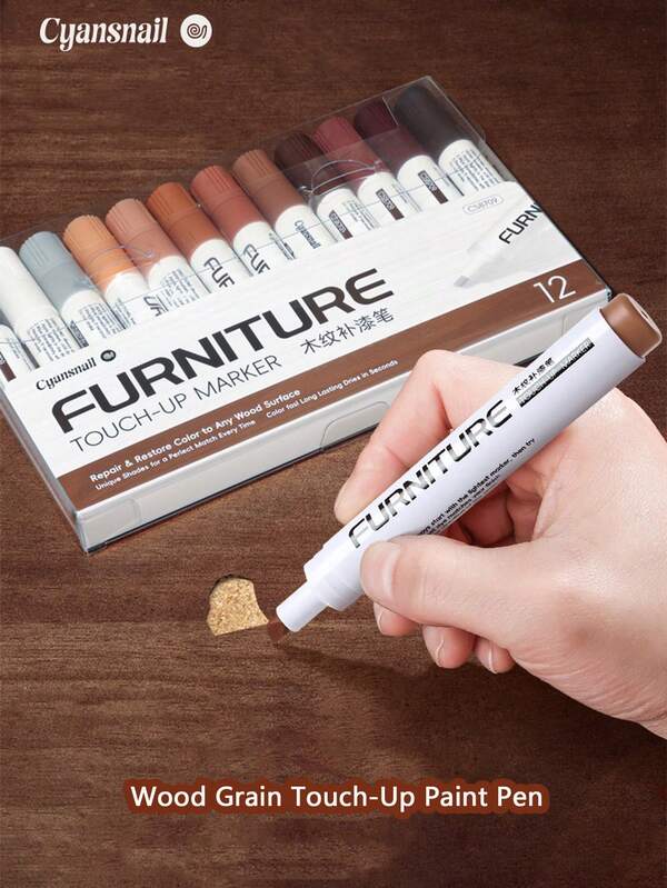 1 Stück Holzmaserung Retusche-Marker, Möbel-Farbkorrektur-Stift, Kratzer-Abdeckungs-Retusche-Stift, Kantenversiegelung für freiliegende weiße Möbel, Holzmöbel-Reparatur-Stift, Material für Holzprodukte und Bodenrestaurierung
