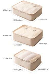 3 件套旅行袋，大容量衣物收纳袋，行李收纳袋 - 藍色 - 查看 4