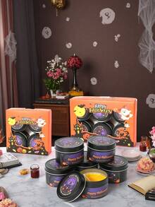1/4/6 Black Can Aromatherapy Candles, Halloween And Christmas Party Gift Boxes, 80g Soy Wax Aromatherapy Candles, Suitable For Gift Giving, Party Home Decoration, Holiday Gifts, Friends, Girlfriends, Classmates' Friendship Holiday Gifts
