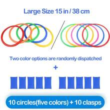 5个/10个多色敏捷训练环，厚实耐用，配有可调节连接夹，可组成各种跳环组合。适用于足球、篮球、跆拳道、耐力和敏捷性训练等。也适用于家庭娱乐活动、圣诞节和生日礼物。 - 彩色 - 查看 15