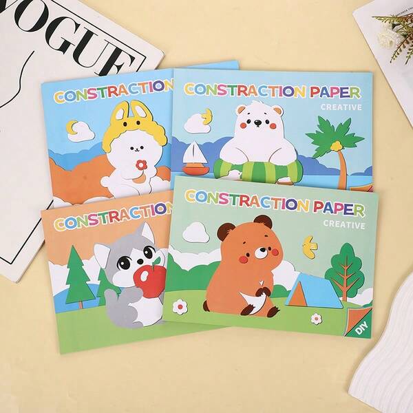 4pcs Creative Painted Sketchbooks, A4 Doodle Sketchbooks, A4 Colored Cardboard Books, Colored Drawing Paper Notebooks, DIY Colored Cardboard, 's Coloring Books, DIY Craft Colored Cardboard