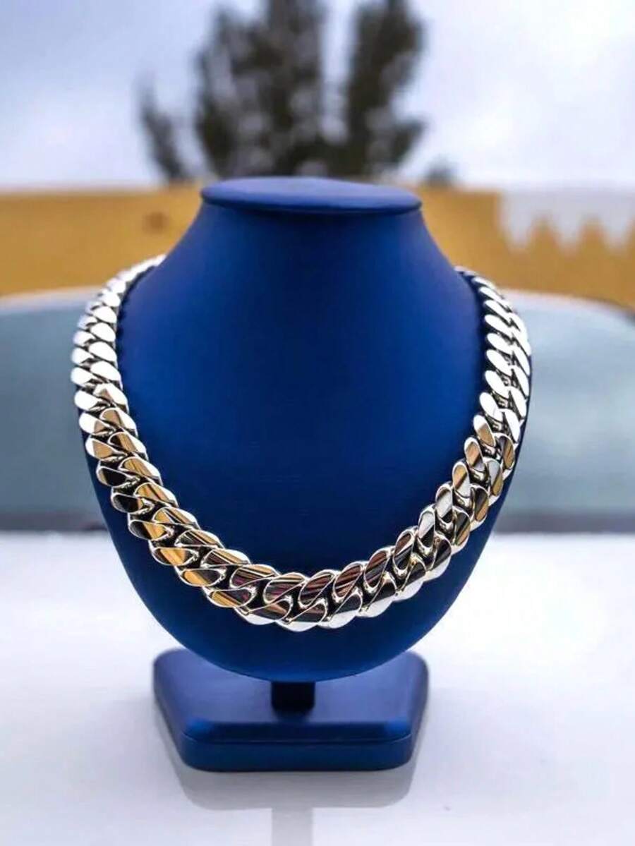 12-22mm Wide  Stainless Steel Cuban Link Chain 1PC Premium Stainless Steel Cuban Link Chain Necklace For Men   Men Jewelry Cuban Link Chain Necklaces For Men Gold Chain Cuban Link Chain Women Baddies Chain As Party & Gift & Stage Show Auspicious New Year Gifts - 20毫米(0.78吋) - 查看 1