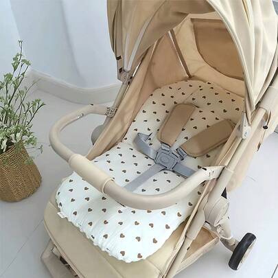 1 tấm lót xe đẩy em bé, đệm mềm mại, thảm cotton chống trượt, nệm nôi, dùng được cả bốn mùa, có thể đảo mặt.