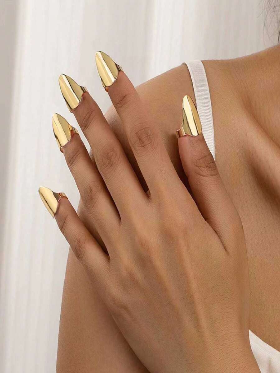 5 Stück Schmuckset, neues Design Damen verstellbare Metallfingerringe, exquisite Verarbeitung, Material aus rostfreiem Stahl mit Galvanisierungsprozess, hochglanzpolierte Oberfläche zur Vermeidung von Verfärbung und Verblassen - Verschiedenfarbig - Übersicht 1