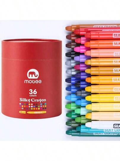 Mobee High Quality 12/24/36 Colors Wax Crayon Set, Smooth Watercolor Pastels Compliant With European Standards, Fine Texture, Suitable For Painting And Creation, Ozone Protection