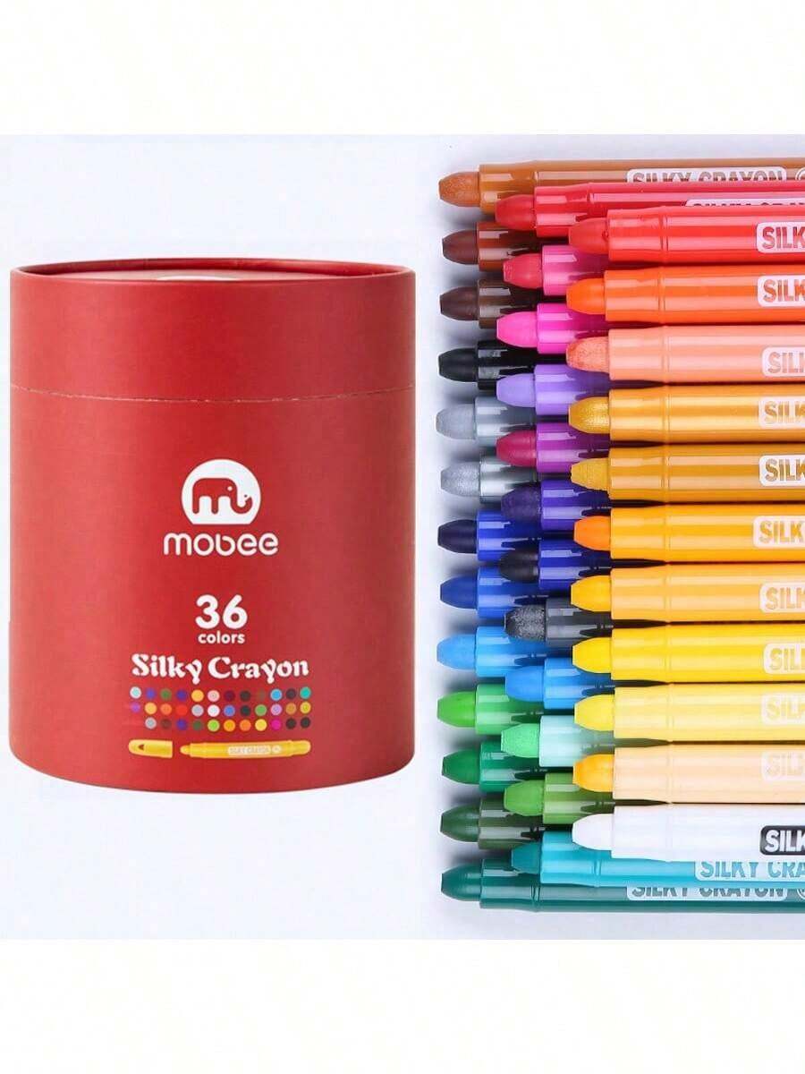 Bộ bút sáp màu Mobee chất lượng cao 12/24/36 màu, màu nước mịn, đạt tiêu chuẩn Châu Âu, chất liệu cao cấp, thích hợp cho vẽ tranh và sáng tạo, bảo vệ tầng ozone. - Xem 1