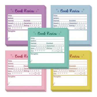 250 Pages/Set Colorful Book Review Sticky Notes, Book Review Self-Adhesive Memo Pads, Book Review Notes, Portable Reading Diary, Creative Reading Bookmarks, Gift For Readers (Size: 7.5*7.5cm, 50 Pages/Book)