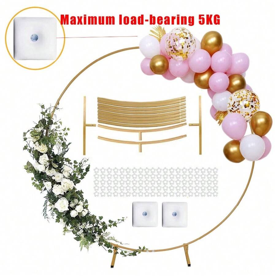 2M Round Hoop Balloon Arch Backdrop Flower Gold Display Stand Frame Wedding Hot - Gold - View 1