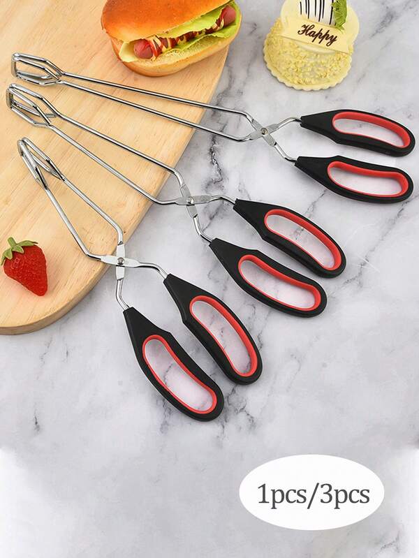 1pc/3pcs Stainless Steel Scissor Tongs With Comfort-Grip Handle,Food Tongs Kitchen Tongs Scissor Tongs Heavy Duty,Suitable For Cooking Barbecue(9.4/11.2/13 Inch)