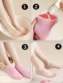 High Elastic Compression Socks, Reusable Aloe Vera Socks, Night SPA Socks, Cute Non-Slip Gel Heel Socks, Unisex, Suitable For Dry Skin, Dry & Rough Feet, Home Foot Care, Can Be Used With Lotions & Creams, Portable Travel Set, Gift For Women & Girls, Summer Style, Back To School Gift - Pink - View 3