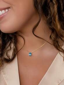 1 pieza Collar con piedra de nacimiento de diciembre, acero inoxidable con circonita en forma de pera con baño de oro de 18K, adecuado para uso casual de mujer, regalo para amigos, madres, cumpleaños, joyería