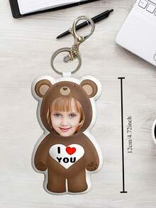 Customized Photo Keychain, Personalized Keychain, Customized With Pictures, Cute, Suitable For Father's Day, Mother's Day, Halloween, Christmas, Christmas Eve, Valentine's Day, Birthdays, Personalized Anniversaries - Little Bear - Multicolor - View 9