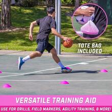 Premium Sports Cones Agility Training And Drills - 20 Pack With Tote - Orange, Green, Pink, Yellow, Or Red