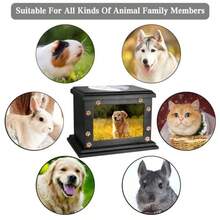 Pet Memorial Urns For Dogs Or Cats Ashes  Wooden Funeral Cremation Urns With Photo Frame Keepsake Memory Box - 黑色 - 查看 6