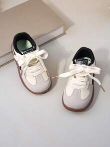 Kids Sports Shoes, Toddler & Little Kids Casual Shoes, Fashion Girls Shoes With Lace, Running Sneakers - Beige - View 2