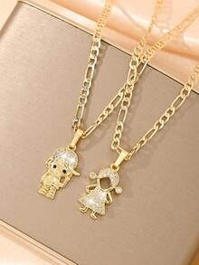 1 Piece Of Exquisite And Elegant Shiny Skirt Girl @ Hip Hop Hat Girl Copper Pendant Copper Inlaid Zirconia Necklace, Suitable For Giving To Girls/Boys/Family/Friends/Versatile/Light Luxury/Party/Banquet/Festival/Christmas/Thanksgiving/Halloween/Gift