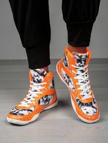 Scarpe da wrestling alla moda per donna, scarpe da boxe comode e antiscivolo per uomo, scarpe sportive da fitness per interni adatte per coppie - Arancione - Visualizzare 5