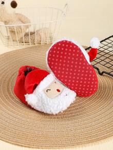 1 Paar Weihnachtselement Stoff Slip-On Flache Party Weihnachtsmann Niedliche Hausschuhe, geeignet für den Herbst