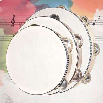 1 件奥尔夫打击乐器拨浪鼓 - 手摇鼓，木质主体，金属铃铛，手工打击乐器和 DIY 鼓头，适用于舞蹈表演、教堂婚礼、圣诞派对礼物、游戏、KTV