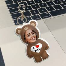 Customized Photo Keychain, Personalized Keychain, Customized With Pictures, Cute, Suitable For Father's Day, Mother's Day, Halloween, Christmas, Christmas Eve, Valentine's Day, Birthdays, Personalized Anniversaries - Little Bear - Multicolor - View 7