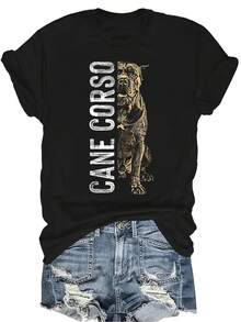 Camiseta de Cane Corso, raza de perro italiana, para amantes de Cane Corso. Camiseta unisex de verano, casual, transpirable, de cuello redondo y manga corta, de estilo versátil, adecuada para adolescentes y adultos - Negro - Ver 1
