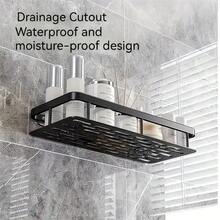 2pcs Black Metal Wall-Mounted Shower Caddy Set, No Drilling Required, Rust-Resistant Bathroom Organizer For Shampoo, Conditioner, Space-Saving Hanging Shelves