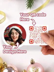 1-60pcs Customized Labels - Any Design Image & QR Code Personalized Stickers, PVC Stickers, Colorful Custom, Personalized, Unique Ideal Gift, Social Media Scan QR Code Design Image Logo Text, Suitable For Workers, Pets, Home, Office, Applicable For Halloween Decor, Autumn Decor, Christmas ,For Family - Multicolor - View 2