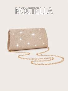 Noctella 优雅闪亮的手拿包，时尚简约的小方包，斜挎包女士晚宴包，适合女士派对、婚礼、晚宴、宴会晚宴包，适合派对女孩，女士，适合女士，非常适合派对、婚礼、舞会、晚宴/宴会，送给女士的最佳礼物 - 香檳色 - 查看 7