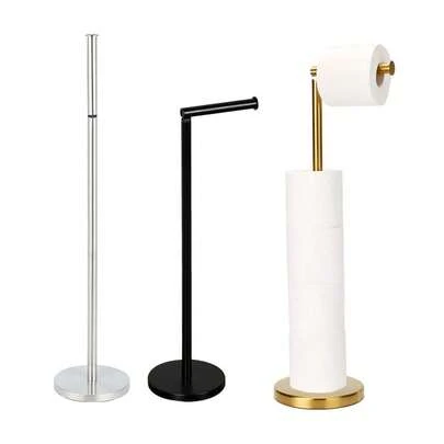 1pc Bathroom Toilet Paper Holder With Weighted Base, Freestanding Toilet Paper Rack, Stainless Steel Paper Towel Holder, Kitchen Bathroom Tissue Roll Dispenser, Modern Toilet Paper Stand, Marble Base