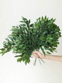 5pcs Greenery Stems Artificial Plastic Green Leaf Garland Vines Hanging Spray For DIY Wedding Arch Bouquet Filler Table Centerpieces Home Decor Valentine's Day, Valentines Wedding, Birthday, Room Decor, Wall Decor, Home Decor Living Room, Bedroom,Party - Green - View 2