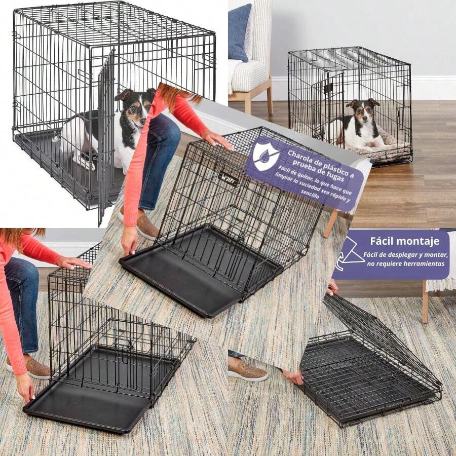 Wolfi Jaula para Perros Plegable Jaula Transportadora para Perro Corral para Mascotas de una Puerta con Bandeja a Prueba de Fugas Reja para Perro con Patas Protectoras de Pisos Mediano - Mediano - Ver 1
