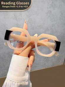 LiMiaoMiao 1 件男女通用六角形复古老花镜，透明电脑阅读放大镜，+1.0 至 +4.0 - 透明 - 查看 34