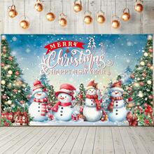 1 Stück Weihnachts-Hintergrundfahne, 210 x 150 cm / 150 x 100 cm / 100 x 75 cm Weihnachtsbaum Schneemann Fröhliche Weihnachten Hintergrund, geeignet für Weihnachtsparty, Fotohintergrund, Wandschild, Gartenschild, Weihnachts-Neujahrs-Weihnachtsfeier Dekoration