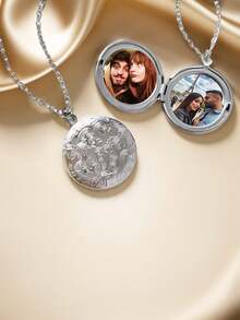 1 pieza Collar con dije de medallón redondo personalizado de color dorado, collar con medallón para fotos, colgante con caja de fotos, dije conmemorativo, mejor regalo - Multicolor - Ver 13