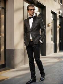 Men's Floral Dinner Party Prom Wedding Stylish Suits For Men One Button Dinner Jacket Pants Sethalloween - 紅色 - 查看 8