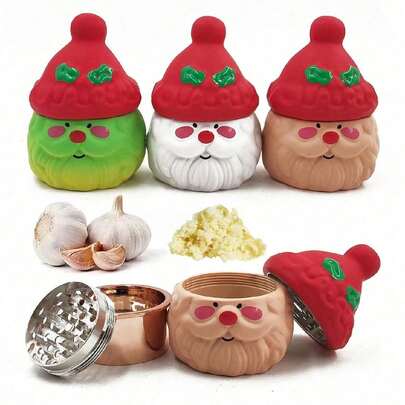 Zufällige Farbe Weihnachtsmann Knoblauchpresse, Zinklegierung Metall Knoblauchquetscher, KitchenAid Knoblauchpresse, leicht tragbarer Knoblauchreibe Mini Knoblauchtwister Küchenhelfer Knoblauchzerkleinerer geeignet für Zuhause und Camping