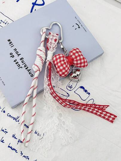 Pingente de bolsa em tecido macio, versátil e personalizado, com laço de corda e coração, ideal para bolsas combinando no dia a dia, viagens, praia, carro, chaveiro, decoração de celular, presente para mulheres, estudantes, casais, aniversário, feriado