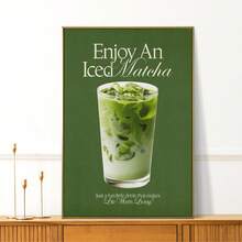 1 pictură fără ramă cu Matcha, drăguță decorațiune murală cu iubitori de Matcha, decor de bucătărie în stil vintage, poster barista, semn de bar pentru cafenea pentru sufragerie, dormitor, cămin | decor cameră, Funkyposters, imprimeuri murale - Multicolor - Vizualizare 2
