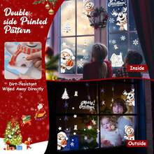 Christmas Window Adsorption Film Christmas Snowman Window Stickers Christmas Glass Window Stickers Winter Christmas Holiday Decorative Stickers