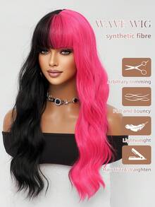 Cosplay Đen Hồng Đỏ Dài 26 Inch Sóng Xoăn Có Mái Tóc Giả Hai Tông Màu Tóc Giả Sợi Tổng Hợp Chịu Nhiệt Dễ Chăm Sóc Kiểu Sóng Nước Phù Hợp Cho Nữ Trang Phục Hàng Ngày Đường Phố Thường Ngày Tóc Giả Halloween Tóc Giả Lễ Hội Âm Nhạc Giáng Sinh Tóc Giả Trang Phục Tiệc Trở Lại Trường - Hai tông màu - Xem 5