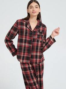 新款女士时尚休闲睡衣套装，加厚款，适合冬季穿着 - 玫瑰紅 - 查看 8