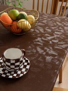 1pc Plain Minimalist Modern Waterproof Oil-Proof Washable Rectangular/Round Protective Cover Mat For Coffee Table, Dining Table, Luxurious Tabletop Decor - Coffee Brown - View 7