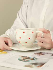 1 Peça Conjunto de Xícara e Pires de Café Cerâmica Artesanal Criativa, Adequado para Uso Doméstico, Escritório, Café, Ótima Ideia de Presente, Presentes Personalizados, Presentes para Mulheres, Presentes para Mães, Presentes de Aniversário