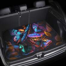 1pc Fashionable Personalized Trunk Mat, Colorful Car/Butterfly, Skull Pattern - Suitable For SUV, Truck, Sedan - Durable Polyester Material, Keeps Dry And Clean, Adds Personalized To Vehicle, Trunk Protector Mat