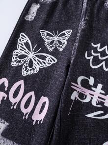 2pcs/Set Girls Casual Solid Color Long Sleeve T-Shirt And Straight Leg Pants Set, Spring/Autumn