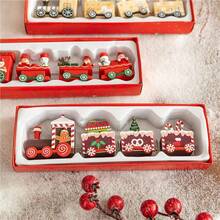 Treno in legno da scrivania mini per Natale, decorazione fai-da-te, decorazione per vetrina - Multicolore - Visualizzare 4