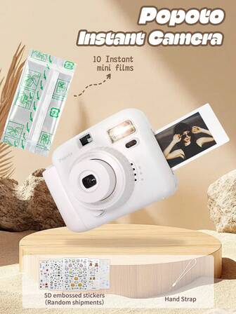  Popoto Instant Camera, For Instant Mini Films,Automatic Metering Intelligent Recommendation Mode,Cute Mini Compact Camera For Students,With 10 Sheets Of Films.(Not Include Battery)
