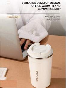 1pc Travel Coffee Mug, Anti-Splash And Leak-Proof, Reusable Coffee Cup With Lid, Stainless Steel Vacuum Insulated Coffee Tumbler, Leak-Proof Coffee/Hot Water Bottle, Thermal Insulated Cup For Men And Women, Portable