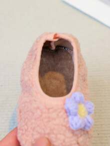 1 双幼儿花朵图案保暖内衬软底防滑室内拖鞋，舒适易穿脱，适合男孩/女孩，是刚学走路的婴儿的温馨节日礼物