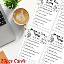 20 Pcs Minimalist Recognition Proud Of You Recognition Cards Minimalist Black & White Paper Employee, Worker, Student, Teacher Appreciation, Christmas Day, New Year's Day, Boxing Day, Halloween, Thanksgiving, Weddings